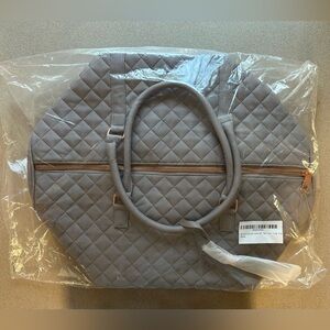 Vegan Leather Quilted Duffle Bag with Rose Gold Zipper - NIP